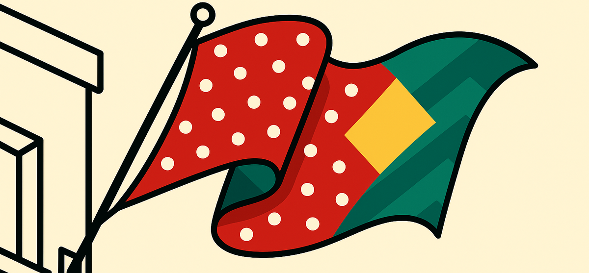 Drapeau de façade à l'entrée d'un hôtel ou d'un restaurant — identité de marque pour la restauration